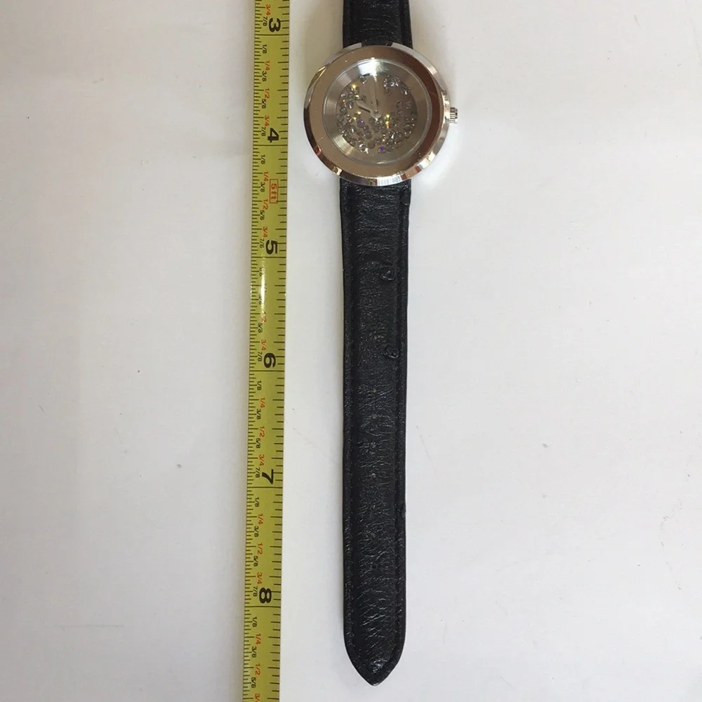 Andre Giroud Floating Diamond Black Ostrich Watch